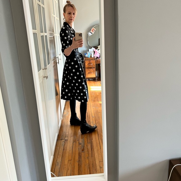 Fashion Crimes Pam Chorley Taffeta Dress - small black with sequin poka dots - Picture 3 of 12